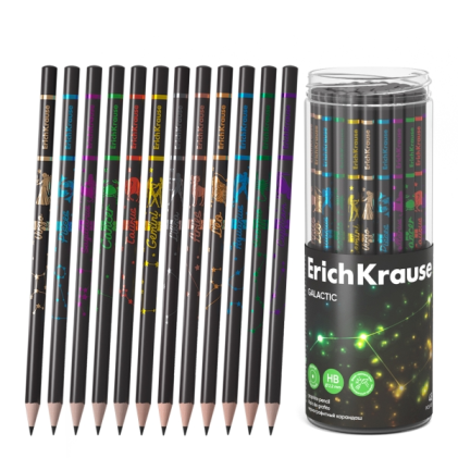 Matita di grafite Galactic di Erich Krause - Mina HB - Corpo tondo - Facile da sfumare - Colori assortiti