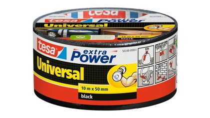 Nastro adesivo universale Tesa Extra Power, 50 mm x 10 metri - Forte potere adesivo - Si strappa facilmente a mano - Resistente agli agenti atmosferici - Nero