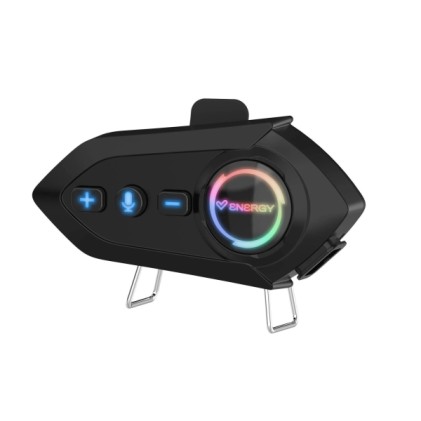 Interfono per casco da moto Energy Systems - Bluetooth 5.4 - Batteria ad alta capacit&agrave; - Fino a 25 ore di utilizzo - IPX6 - Funzione interfono - Nero