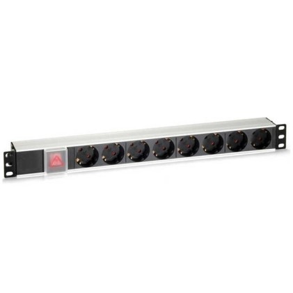 Cromad Multipresa 8 prese schuko per montaggio su rack 19" 1U - Interruttore on/off - Alloggiamento in alluminio - Cavo da 1,80 m