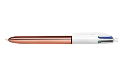 Bic 4 colori oro rosa penna a sfera retrattile - punta media 1,0 mm - inchiostro a base di olio - fusto rosa metallizzato/bianco