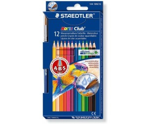 Staedtler Noris Aquarell Confezione da 12 matite colorate esagonali + pennello - Legno proveniente da foreste sostenibili - Colori assortiti