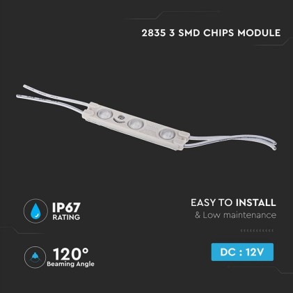 V-TAC Modulo LED SMD2835 1W 100LM/W 12V 3 LED Rosso IP65