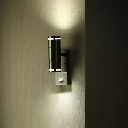 V-TAC Lampada LED Doppio da Muro con sensore e Portalampada 2*GU10 e GU5.3 (MR16) Corpo in acciaio Doppio Fascio Luminoso IP44