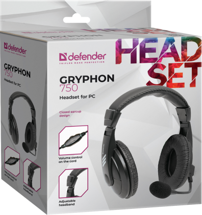Cuffie per PC Defender Gryphon 750 nero, cavo 2 m