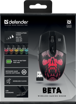 Mouse da gioco wireless Defender Beta GM-707L LED, 6D, 400 mAh, 1600 dpi