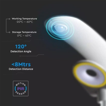 V-TAC Lampada LED da giardino 20W Con Pannello Solare 4000K Con Sensore PIR IP65