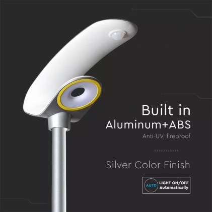 V-TAC Lampada LED da giardino 20W Con Pannello Solare 6400K Con Sensore PIR IP65