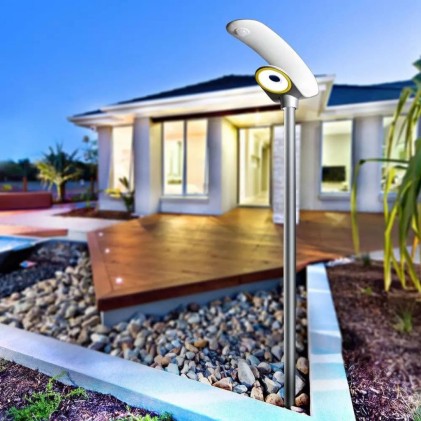 V-TAC Lampada LED da giardino 20W Con Pannello Solare 6400K Con Sensore PIR IP65