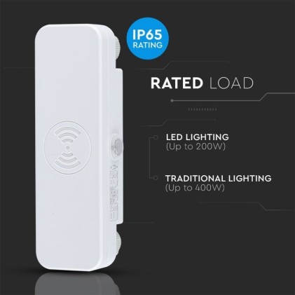 V-TAC Sensore di Movimento a Microonde 180° Montaggio a Plafone Colore Bianco (Max 200W) IP65