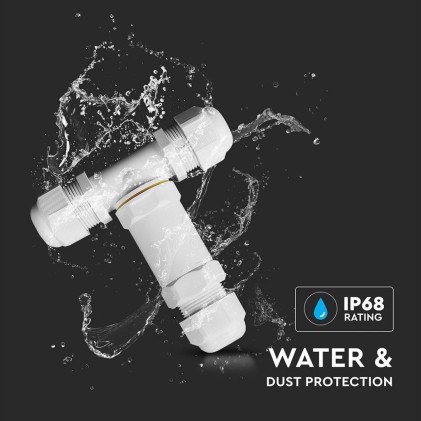 V-TAC Scatola di Derivazione con 3 Terminali 8-12 mm Colore Bianco IP68