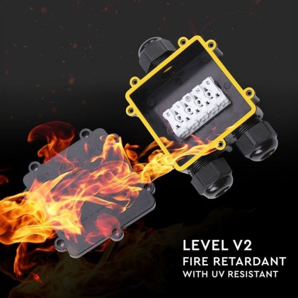 V-TAC Scatola di Derivazione con 3 Terminali 8-12mm Colore Nero IP68