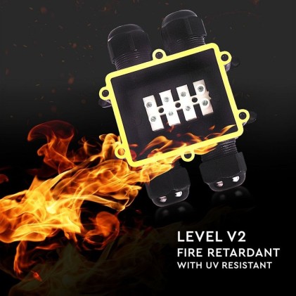 V-TAC Scatola di Derivazione con 4 Terminali 8-12mm Colore Nero IP68