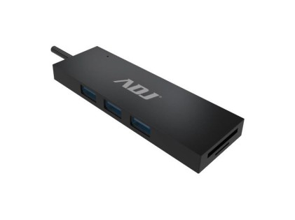 Hub Dock Type C Multiport Bk 3*Usb3.1+Card Reader Sd/Mic.Sd Adj