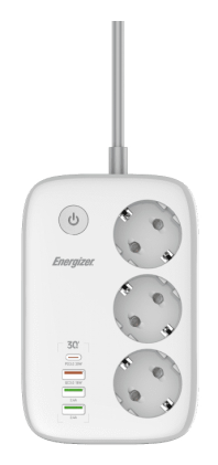 Energizer EPB2500W02EU prolunghe e multiple 2 m 3 presa(e) AC Interno Bianco