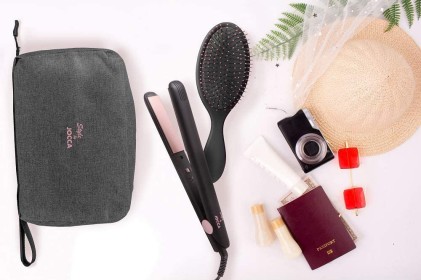 Jocca set da viaggio piastra per capelli + spazzola per capelli + borsa da toilette