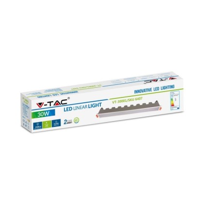 V-TAC Mini Pannello LED 30W Lineare Montaggio ad Incasso 430*45*65mm Colore Bianco 6400K