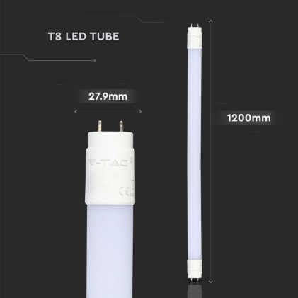 V-TAC PRO Tubo LED Chip Samsung T8 18W G13 120cm in Nanoplastica 6400K