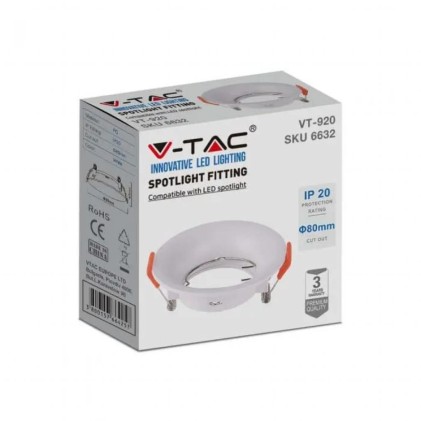 V-TAC Portafaretto LED da Incasso Rotondo GU10 Colore Bianco