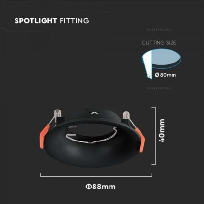 V-TAC Portafaretto LED da Incasso Rotondo GU10 Colore Nero