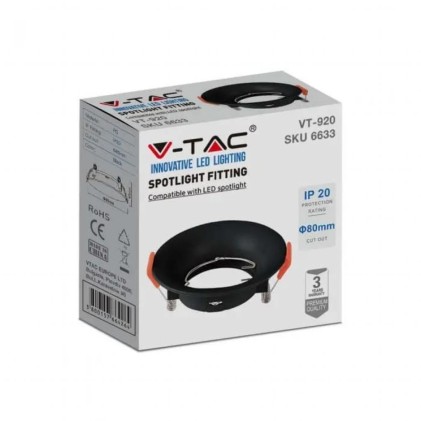 V-TAC Portafaretto LED da Incasso Rotondo GU10 Colore Nero