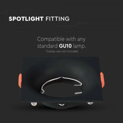 V-TAC Portafaretto LED da Incasso Quadrato GU10 Colore Nero