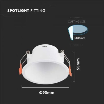 V-TAC Portafaretto LED da Incasso Rotondo GU10 con Sezione Rotonda Colore Bianco