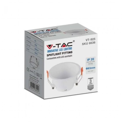 V-TAC Portafaretto LED da Incasso Rotondo GU10 con Sezione Rotonda Colore Bianco