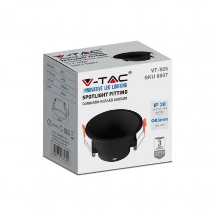 V-TAC Portafaretto LED da Incasso Rotondo GU10 con Sezione Rotonda Colore Nero