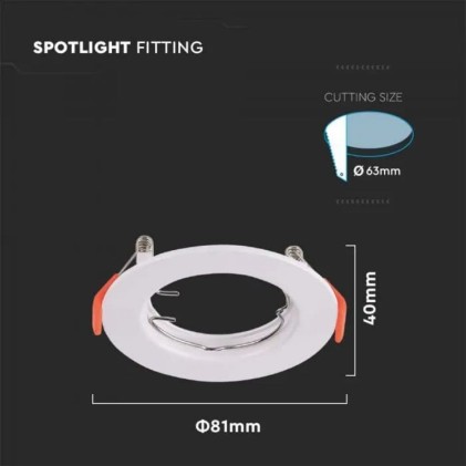 V-TAC Portafaretto LED da Incasso Rotondo GU10 *2 Colore Bianco