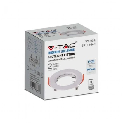 V-TAC Portafaretto LED da Incasso Rotondo GU10 *2 Colore Bianco
