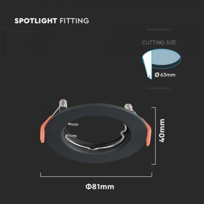 V-TAC Portafaretto LED da Incasso Rotondo GU10 *2 Colore Nero