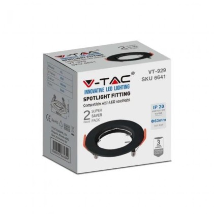 V-TAC Portafaretto LED da Incasso Rotondo GU10 *2 Colore Nero