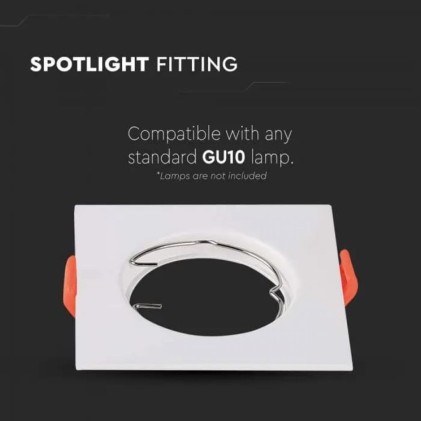 V-TAC Portafaretto LED da Incasso Quadrato GU10 Colore Bianco (Box 2 Pezzi)