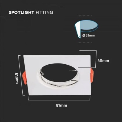 V-TAC Portafaretto LED da Incasso Quadrato GU10 Colore Bianco (Box 2 Pezzi)