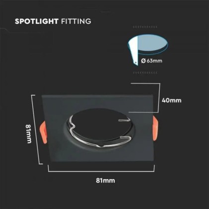 V-TAC Portafaretto LED da Incasso Quadrato GU10 Colore Nero (Box 2 Pezzi)