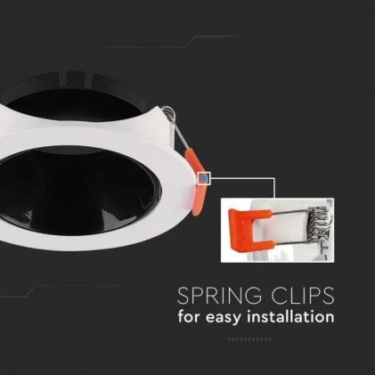 V-TAC Portafaretto LED da Incasso Rotondo GU10 Corpo Bianco Riflettore Nero