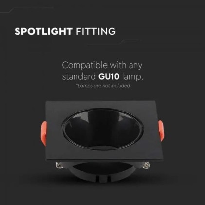 V-TAC Portafaretto LED da Incasso Quadrato GU10 Colore Nero