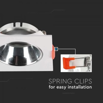 V-TAC Portafaretto LED da Incasso Quadrato GU10 Corpo Bianco Riflettore Cromato