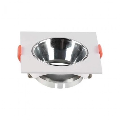 V-TAC Portafaretto LED da Incasso Quadrato GU10 Corpo Bianco Riflettore Cromato