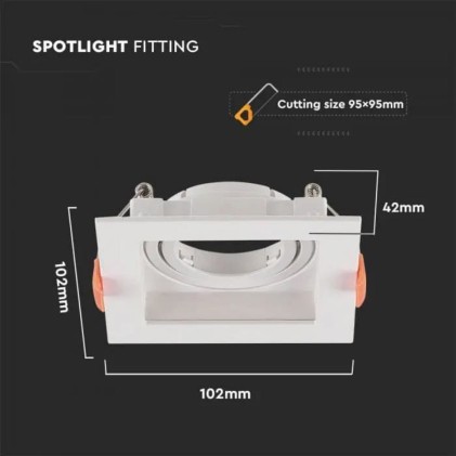 V-TAC Portafaretto LED da Incasso Quadrato GU10 Colore Bianco