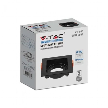 V-TAC Portafaretto LED da Incasso Quadrato GU10 Colore Nero