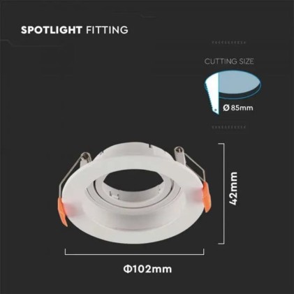 V-TAC Portafaretto LED da Incasso Rotondo GU10 Colore Bianco Orientabile