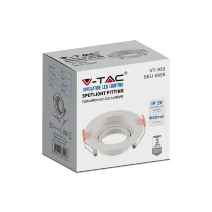 V-TAC Portafaretto LED da Incasso Rotondo GU10 Colore Bianco Orientabile