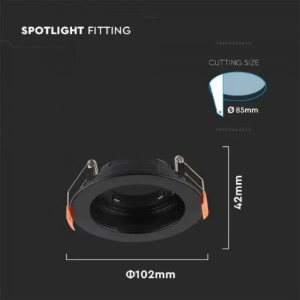 V-TAC Portafaretto LED da Incasso Rotondo GU10 Colore Nero Orientabile