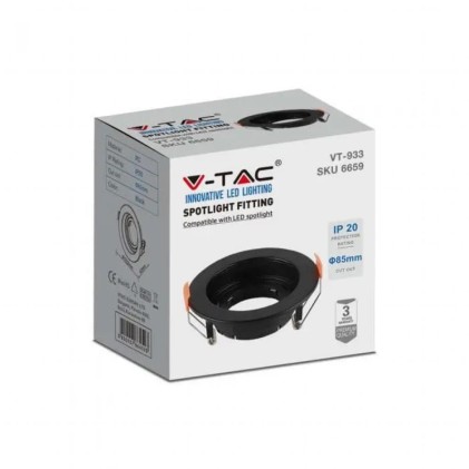 V-TAC Portafaretto LED da Incasso Rotondo GU10 Colore Nero Orientabile