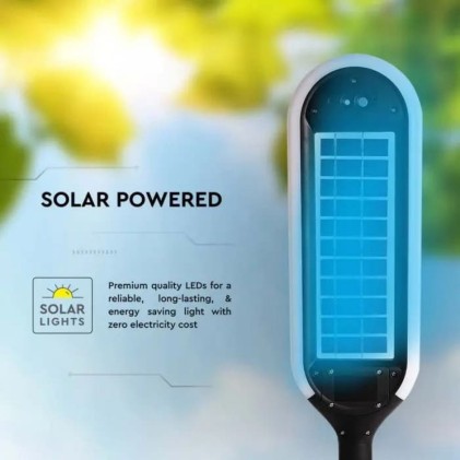 V-TAC Piantana Solare LED da Giardino 5W Colore Bianco e Nero 3000K IP65