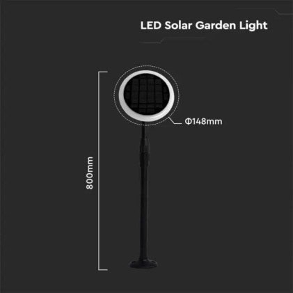 V-TAC Piantana Solare LED da Giardino 3W con Picchetto Doppio montaggio Colore Bianco e Nero 4000K IP65 (2 Lampade)