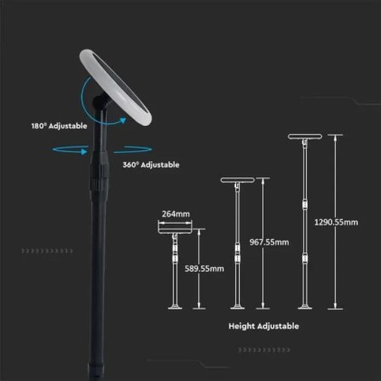 V-TAC Piantana Solare LED da Giardino 8W con sensore crepuscolare Colore Bianco e Nero 3000K IP65