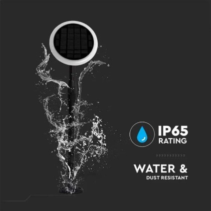 V-TAC Piantana Solare LED da Giardino 8W con sensore crepuscolare Colore Bianco e Nero 3000K IP65